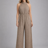 Damen-Jumpsuit mit hohem Ausschnitt und weitem Bein