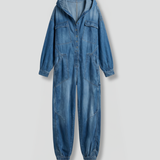 Damen-Jumpsuit mit Kapuze und integrierten Taschen