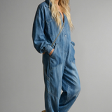 Damen-Jumpsuit mit Kapuze und integrierten Taschen