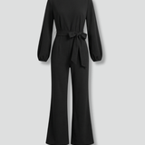 Damen-Jumpsuit mit langen Ärmeln und Bindegürtel