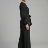 Damen-Jumpsuit mit langen Ärmeln und Bindegürtel