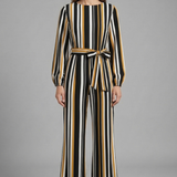 Damen-Jumpsuit mit langen Ärmeln und Bindegürtel