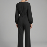 Damen-Jumpsuit mit langen Ärmeln und Bindegürtel