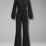 Damen-Jumpsuit mit langen Ärmeln und Bindegürtel