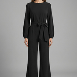 Damen-Jumpsuit mit langen Ärmeln und Bindegürtel