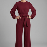 Damen-Jumpsuit mit langen Ärmeln und Bindegürtel