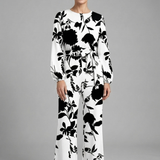 Damen-Jumpsuit mit langen Ärmeln und Bindegürtel
