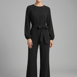 Damen-Jumpsuit mit langen Ärmeln und Bindegürtel