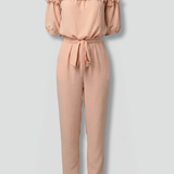 Damen-Jumpsuit mit schulterfreiem Ausschnitt und Taillenknoten