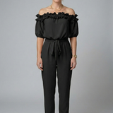 Damen-Jumpsuit mit schulterfreiem Ausschnitt und Taillenknoten