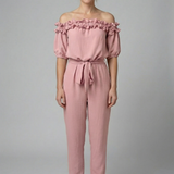 Damen-Jumpsuit mit schulterfreiem Ausschnitt und Taillenknoten