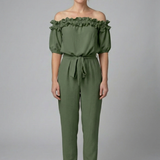 Damen-Jumpsuit mit schulterfreiem Ausschnitt und Taillenknoten