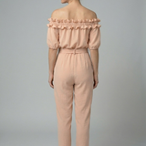 Damen-Jumpsuit mit schulterfreiem Ausschnitt und Taillenknoten