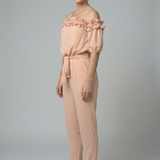 Damen-Jumpsuit mit schulterfreiem Ausschnitt und Taillenknoten