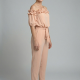 Damen-Jumpsuit mit schulterfreiem Ausschnitt und Taillenknoten