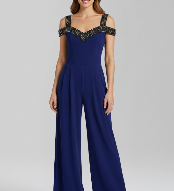 Damen-Jumpsuit mit schulterfreiem Ausschnitt und weitem Bein