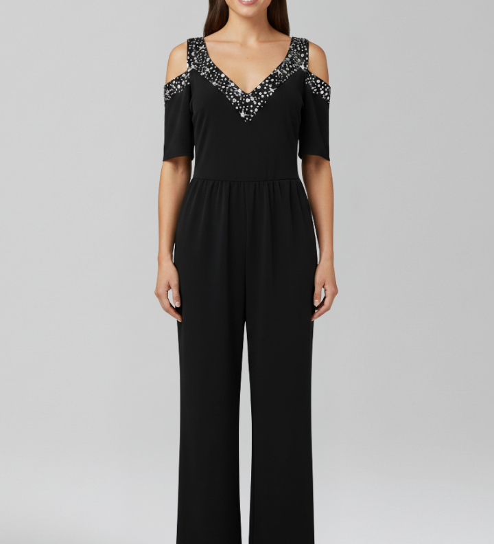 Damen-Jumpsuit mit schulterfreiem Ausschnitt und weitem Bein