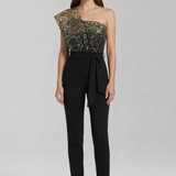 Damen-Jumpsuit mit einseitigem Ausschnitt und gebundenem Taillenband