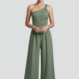 Damen-Jumpsuit mit einseitigem Ausschnitt und weitem Bein