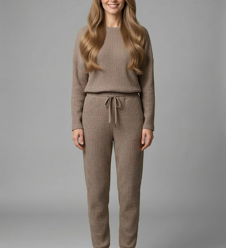 Damen-Jumpsuit mit Rundhalsausschnitt und elastischem Bund