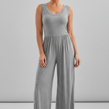 Damen-Jumpsuit mit Rundhalsausschnitt und elastischem Bund