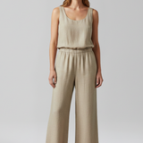 Damen-Jumpsuit mit Rundhalsausschnitt und seitlichen Taschen