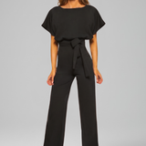 Damen-Jumpsuit mit Rundhalsausschnitt und weitem Bein