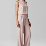 Damen-Jumpsuit mit Rundhalsausschnitt und weitem Bein