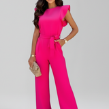 Damen-Jumpsuit mit Rundhalsausschnitt und weitem Bein