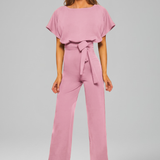 Damen-Jumpsuit mit Rundhalsausschnitt und weitem Bein
