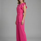 Damen-Jumpsuit mit Rundhalsausschnitt und weitem Bein