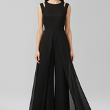 Damen-Jumpsuit mit Rundhalsausschnitt und weitem Bein