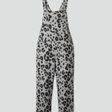Damen-Jumpsuit mit Rundhalsausschnitt und bedruckter Oberfläche