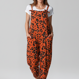 Damen-Jumpsuit mit Rundhalsausschnitt und bedruckter Oberfläche