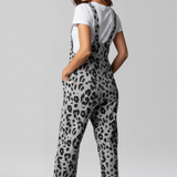 Damen-Jumpsuit mit Rundhalsausschnitt und bedruckter Oberfläche