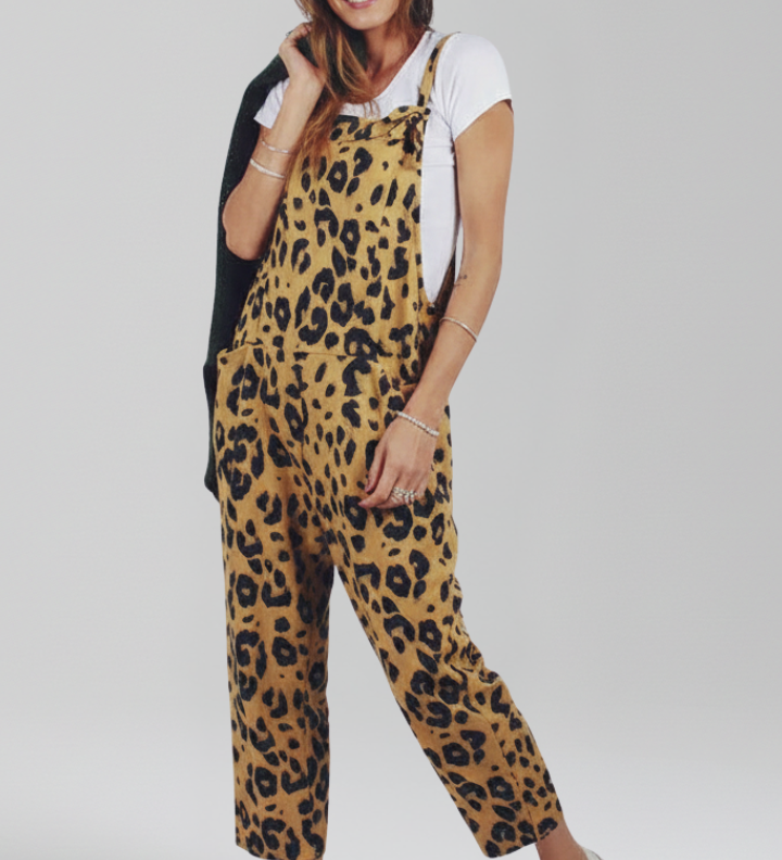 Damen-Jumpsuit mit Rundhalsausschnitt und bedruckter Oberfläche