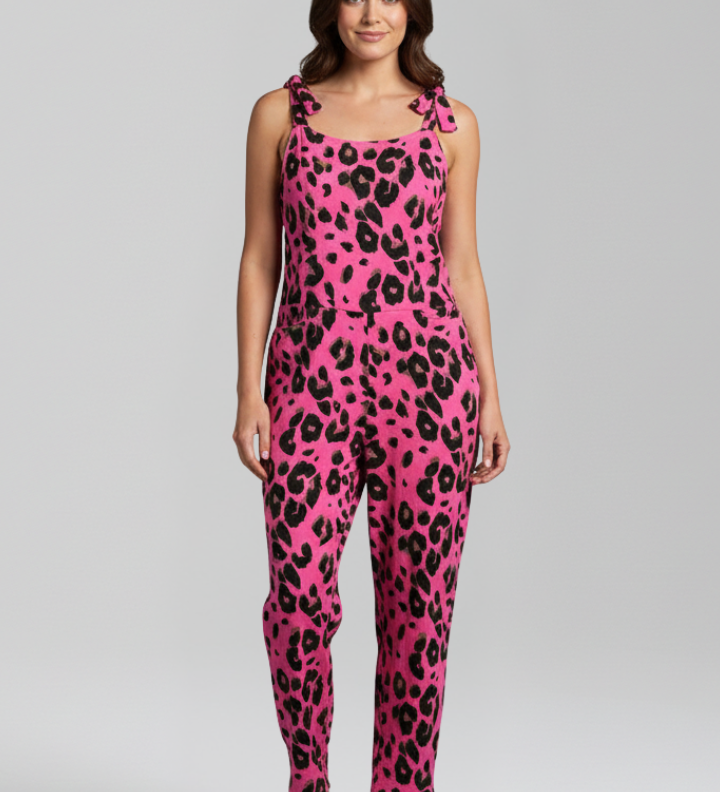 Damen-Jumpsuit mit Rundhalsausschnitt und bedruckter Oberfläche