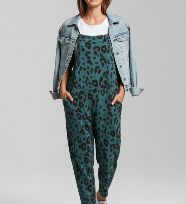 Damen-Jumpsuit mit Rundhalsausschnitt und bedruckter Oberfläche