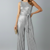 Damen-Jumpsuit mit Pailletten-Oberfläche und geraden Beinen