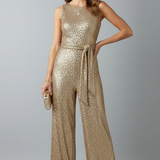 Damen-Jumpsuit mit Pailletten-Oberfläche und geraden Beinen