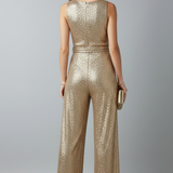 Damen-Jumpsuit mit Pailletten-Oberfläche und geraden Beinen