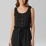 Damen-Jumpsuit mit Schulterbögen und Knopfleiste