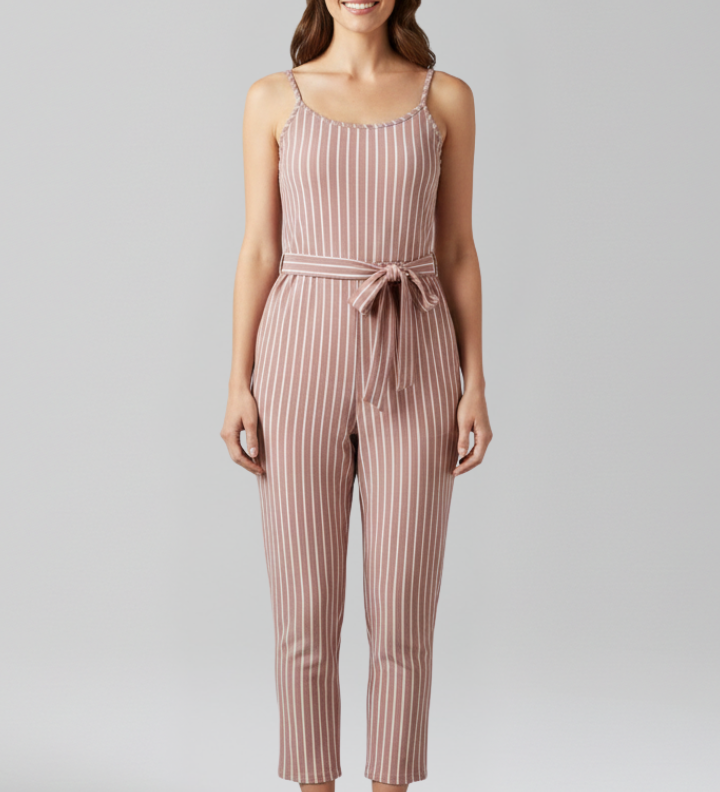 Damen-Jumpsuit mit Schulterträgern und gebundenem Taillendetail