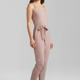 Damen-Jumpsuit mit Schulterträgern und gebundenem Taillendetail