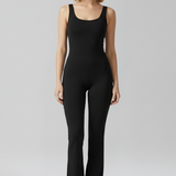 Damen-Jumpsuit mit ärmellosem Schnitt und weit ausgestellten Beinen