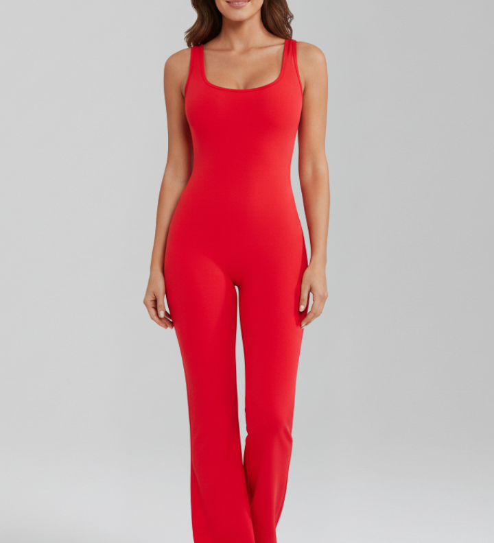 Damen-Jumpsuit mit ärmellosen Trägern und weitem Bein
