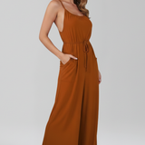 Damen-Jumpsuit mit Spaghetti-Trägern und Seitentaschen
