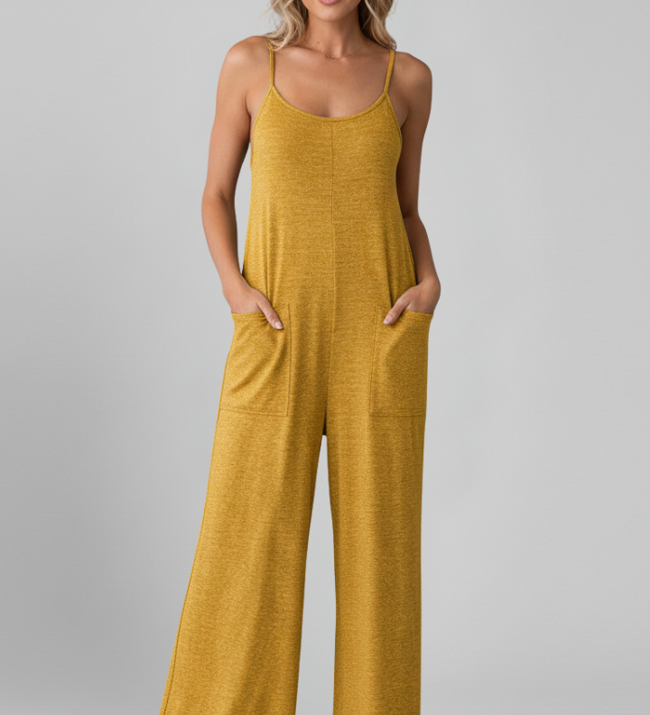 Damen-Jumpsuit mit Spaghetti-Trägern und Seitentaschen