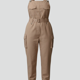 Damen-Jumpsuit mit quadratischem Ausschnitt und verstellbaren Trägern