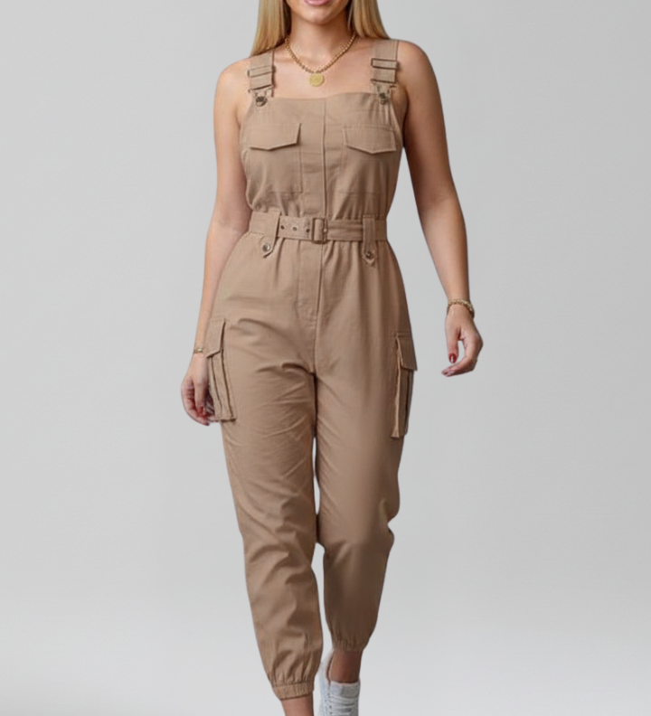 Damen-Jumpsuit mit quadratischem Ausschnitt und verstellbaren Trägern